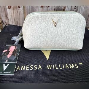 Cream Leather Make Up  Bag